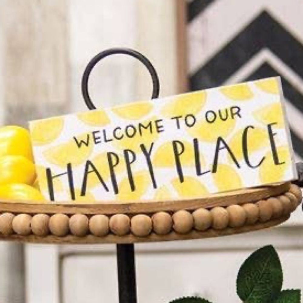 NWT: “Welcome To Our Happy Place” Wood Block